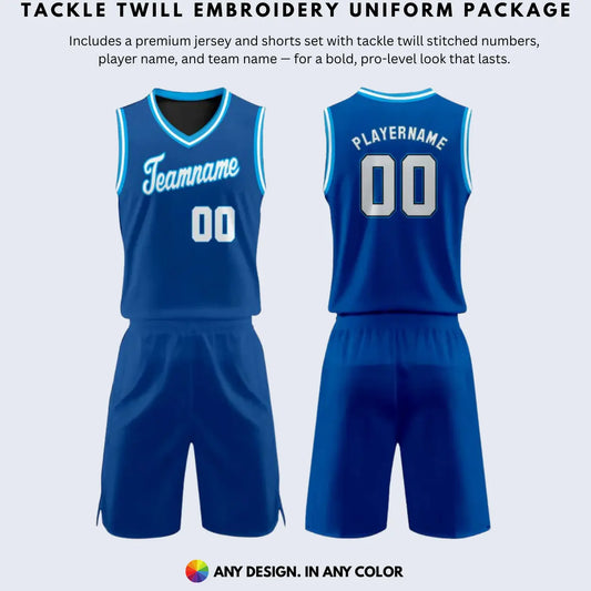 Tackle Twill Embroidery Basketball Uniform Package