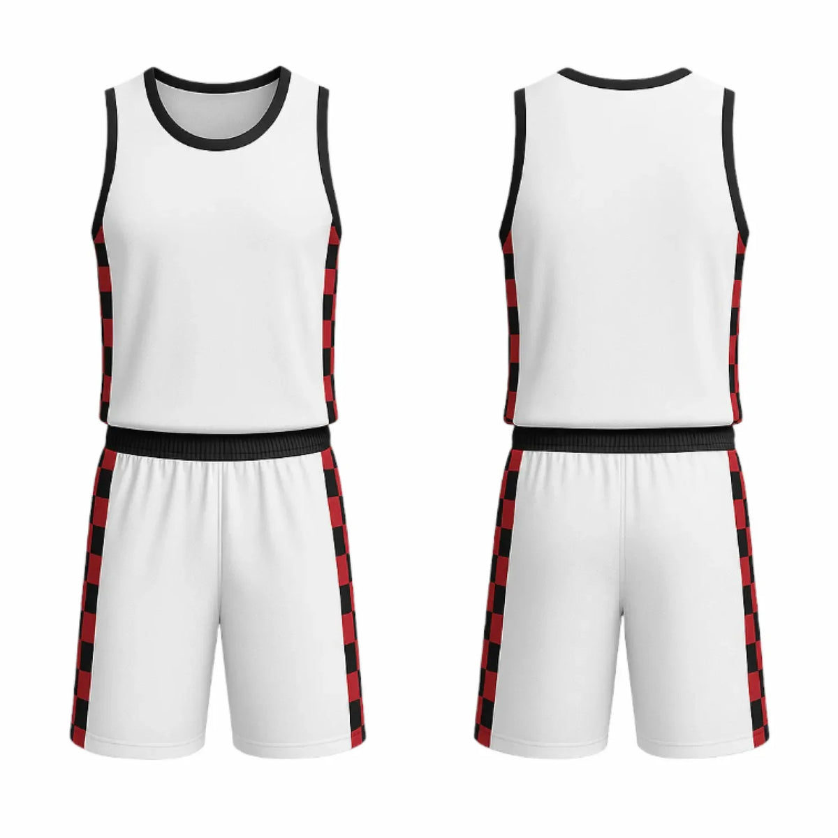 BBU-113 White Customizable Basketball Jersey With Optional Shorts