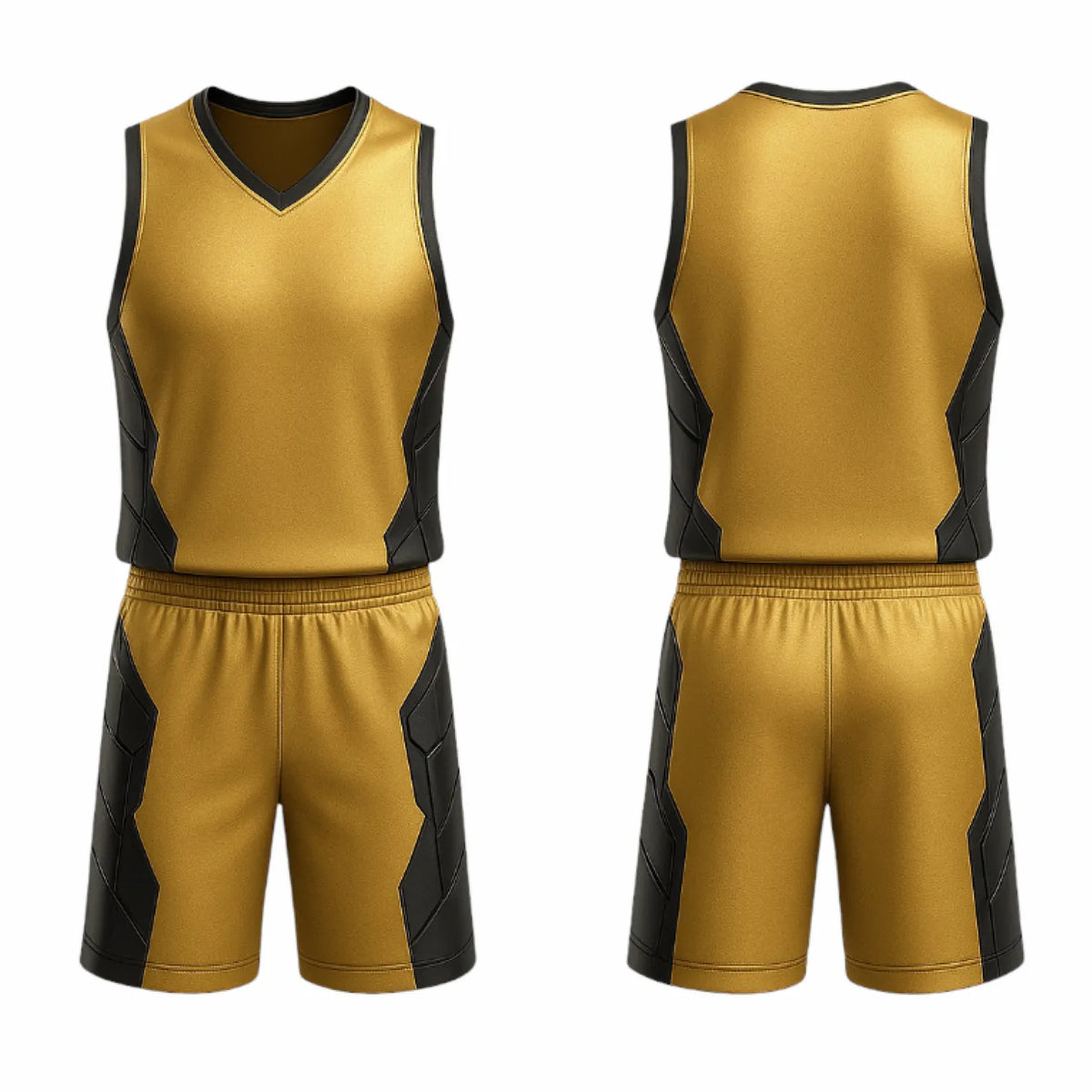 BBU-129 Gold Customizable Basketball Jersey With Optional Shorts