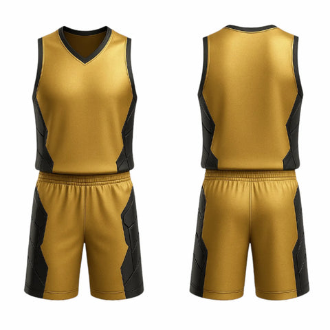 BBU-129 Gold Customizable Basketball Jersey With Optional Shorts BBU-129 Gold Customizable Basketball Jersey With Optional Shorts