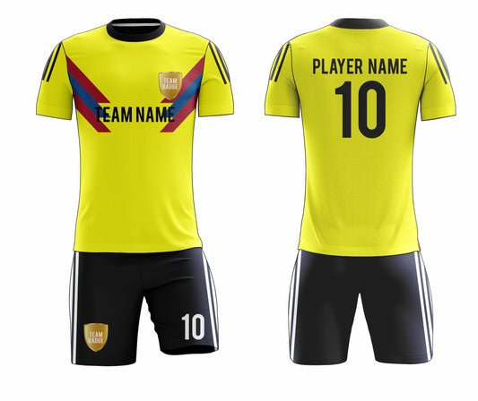 SB 12868 Yellow and Black Sublimation Custom Soccer Jersey Adult & Youth Unisex
