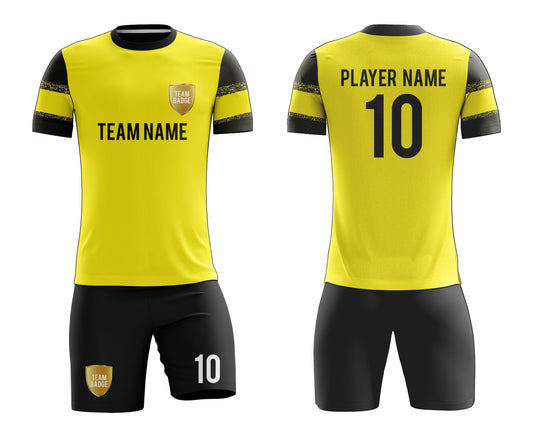 SB 12894 Yellow and Black Sublimation Custom Soccer Jersey Adult & Youth Unisex