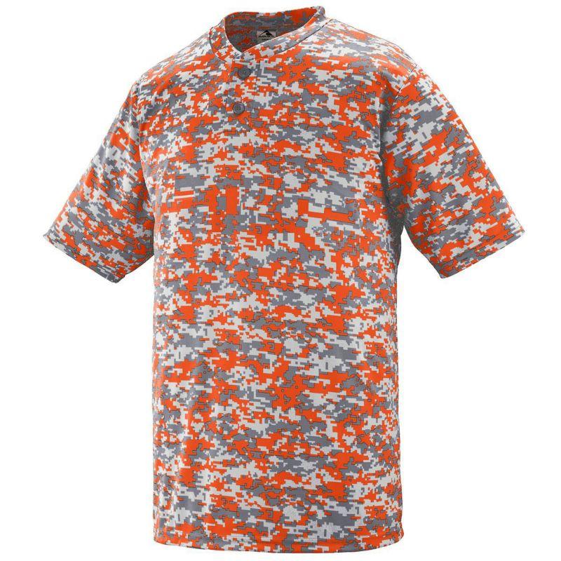 Youth Digi Camo Wicking Two-Button Jersey Orange Baseball