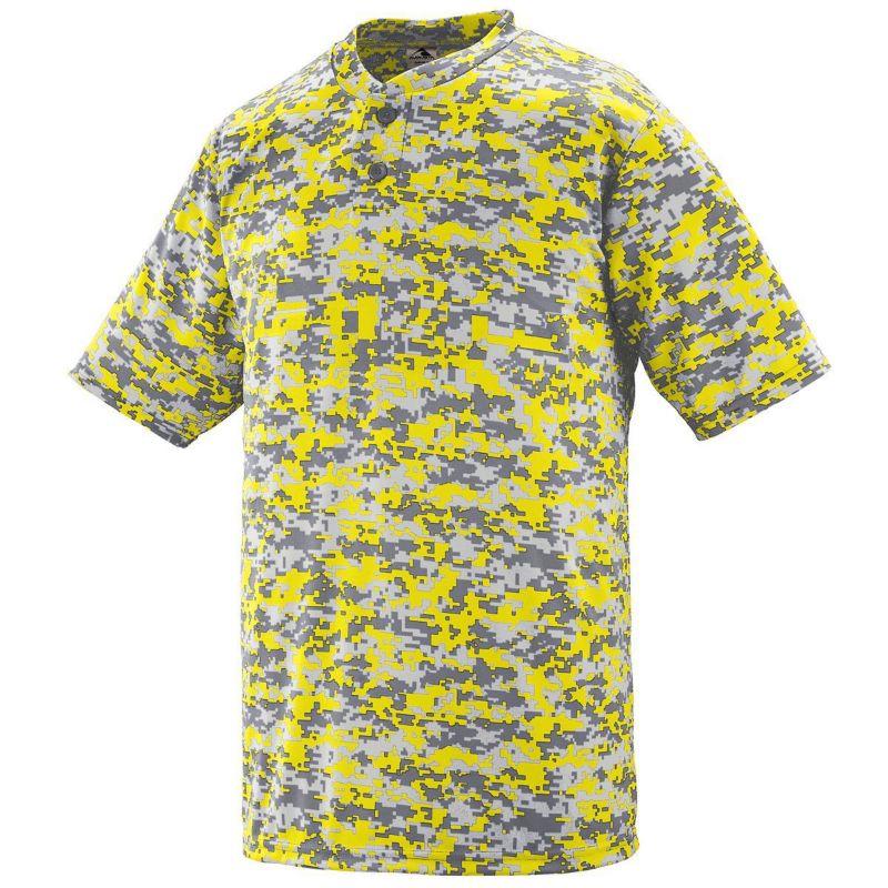 Youth Digi Camo Wicking Two-Button Jersey Dark Green Baseball