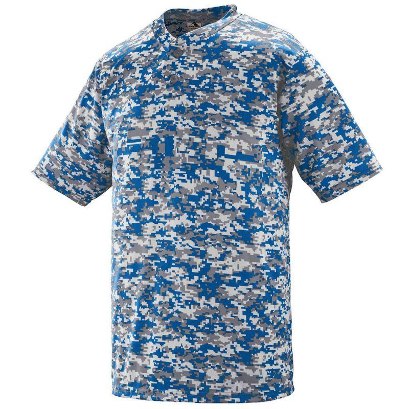 Youth Digi Camo Wicking Two-Button Jersey Royal Baseball