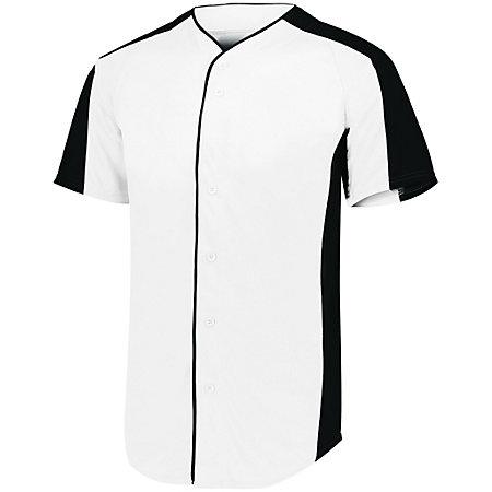 Full Button Baseball Jersey White/black Adult
