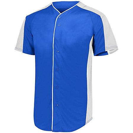 Full Button Baseball Jersey Royal/white Adult