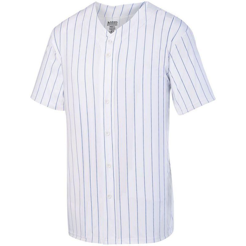Pinstripe Full Button Baseball Jersey White/navy Adult