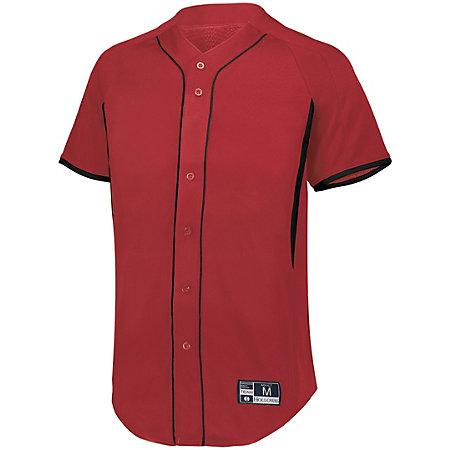 Game7 Full-Button Baseball Jersey Scarlet/black Adult Baseball