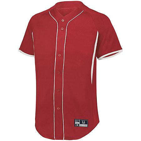 Game7 Full-Button Baseball Jersey Scarlet/white Adult Baseball