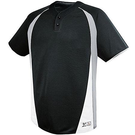 Ace Two-Button Jersey Black/silver Grey/white Adult Baseball