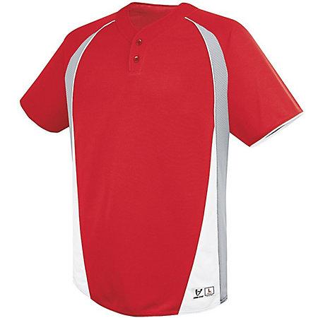 Ace Two-Button Jersey Scarlet/silver Grey/white Adult Baseball