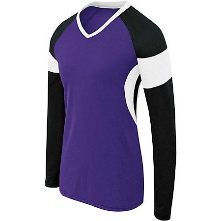 Girls Long Sleeve Raptor Jersey Purple/black/white Youth Volleyball