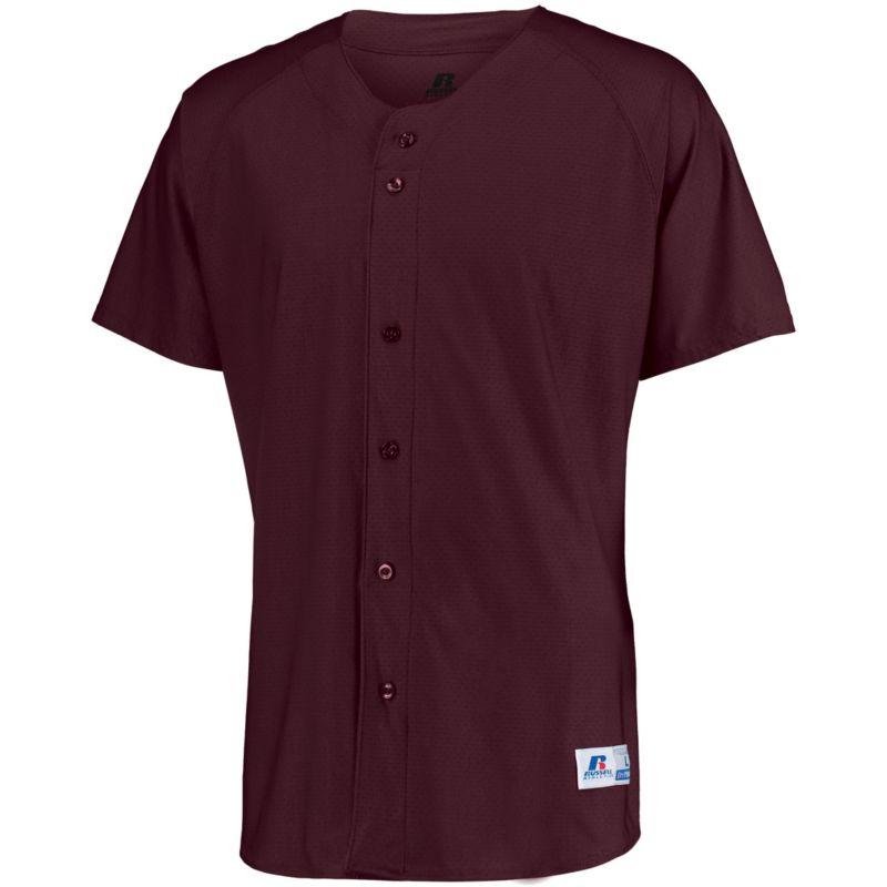 Raglan Sleeve Button Front Jersey Maroon Adult Baseball