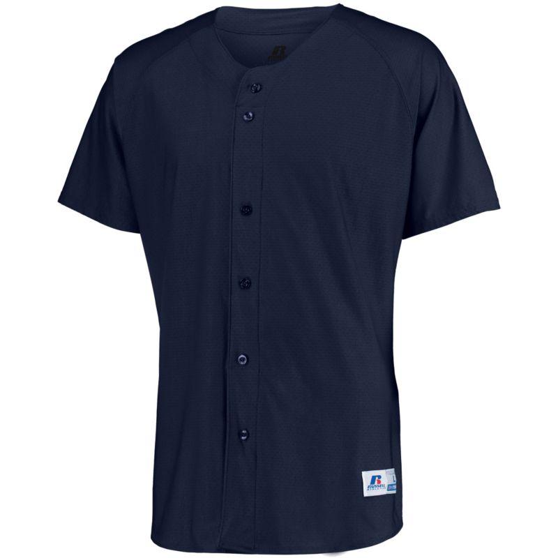 Raglan Sleeve Button Front Jersey Navy Adult Baseball