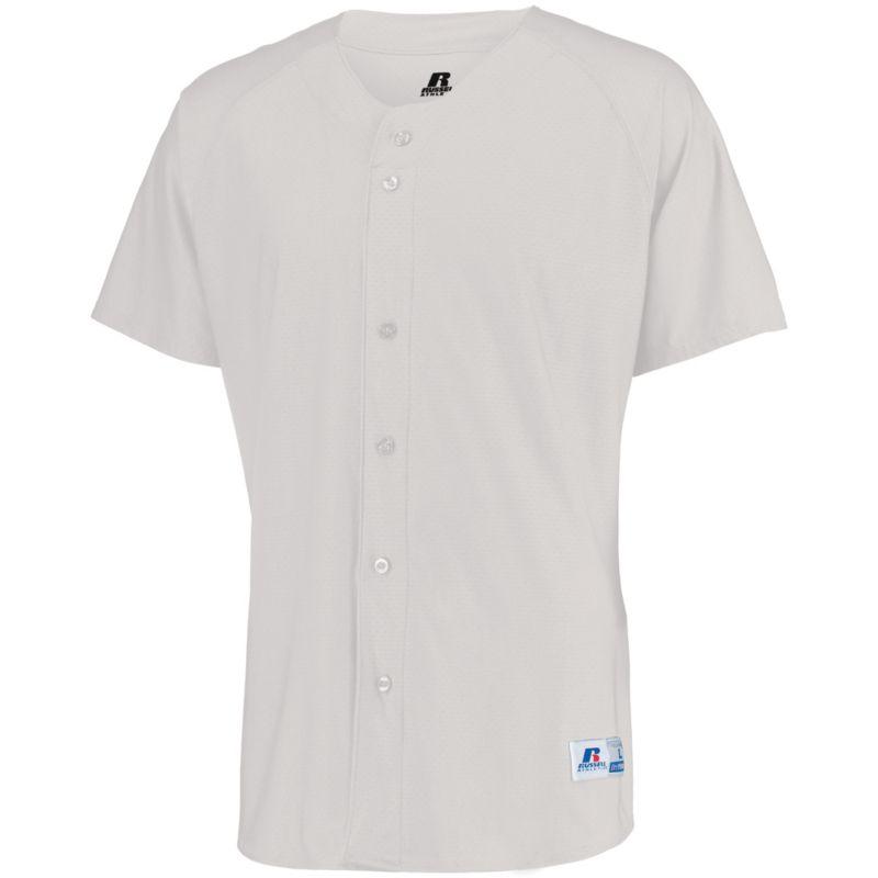 Raglan Sleeve Button Front Jersey White Adult Baseball