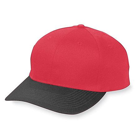 Six-Panel Cotton Twill Low-Profile Cap Red/black Adult Baseball