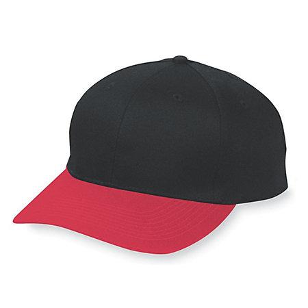Six-Panel Cotton Twill Low-Profile Cap Black/red Adult Baseball