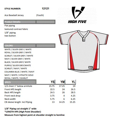 Youth Ace Two-Button Jersey Baseball