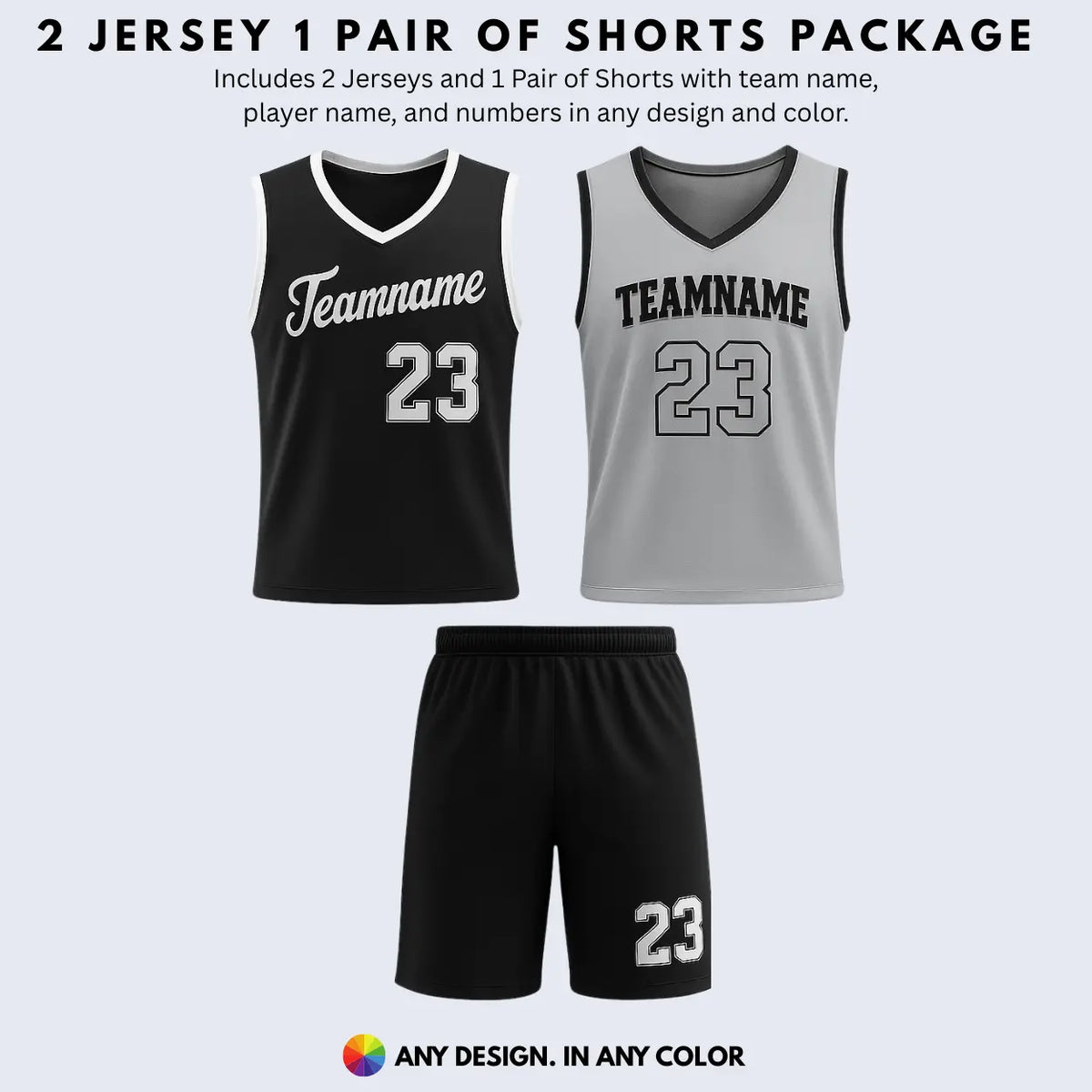 2 Jerseys 1 Pair Of Shorts Basketball Uniform Package