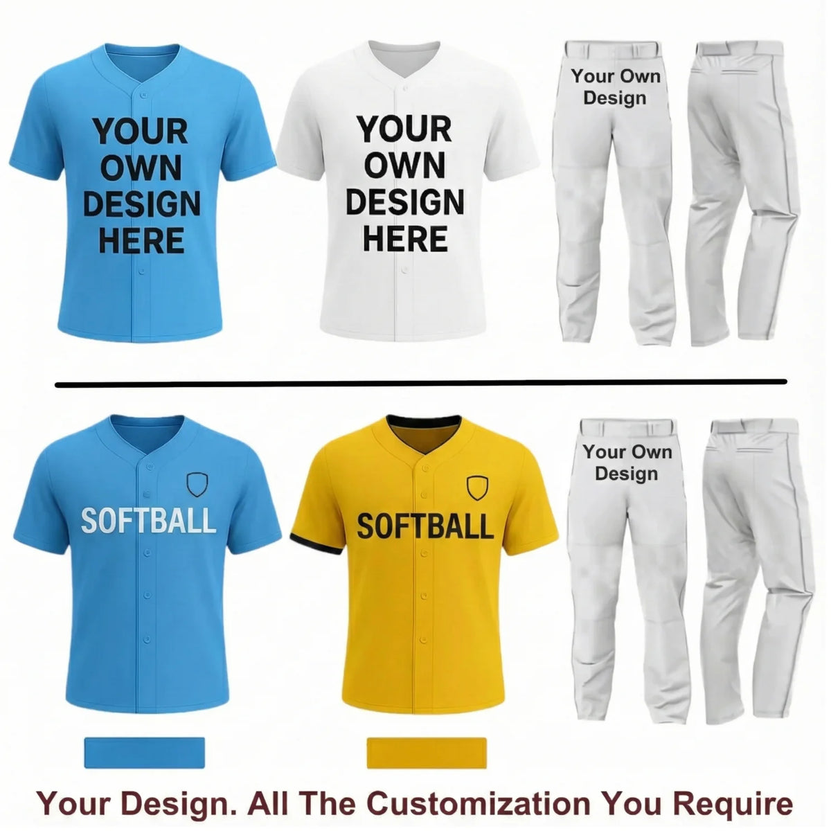 2 Custom Softball  Jerseys & 1 pair of pants