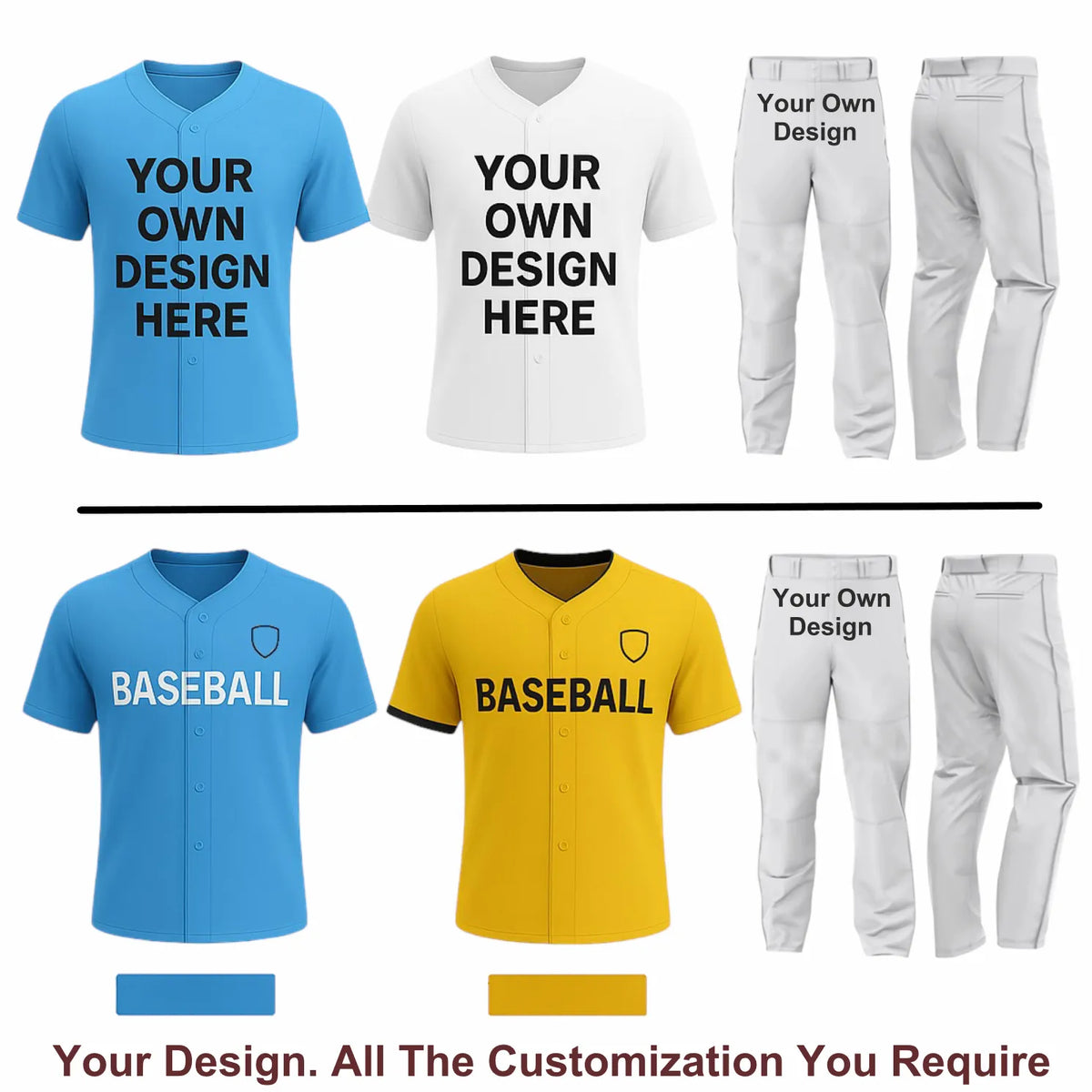 2 Custom Baseball  Jerseys & 1 pair of pants