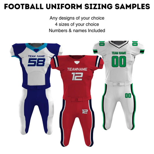 Football Uniform Sizing Samples