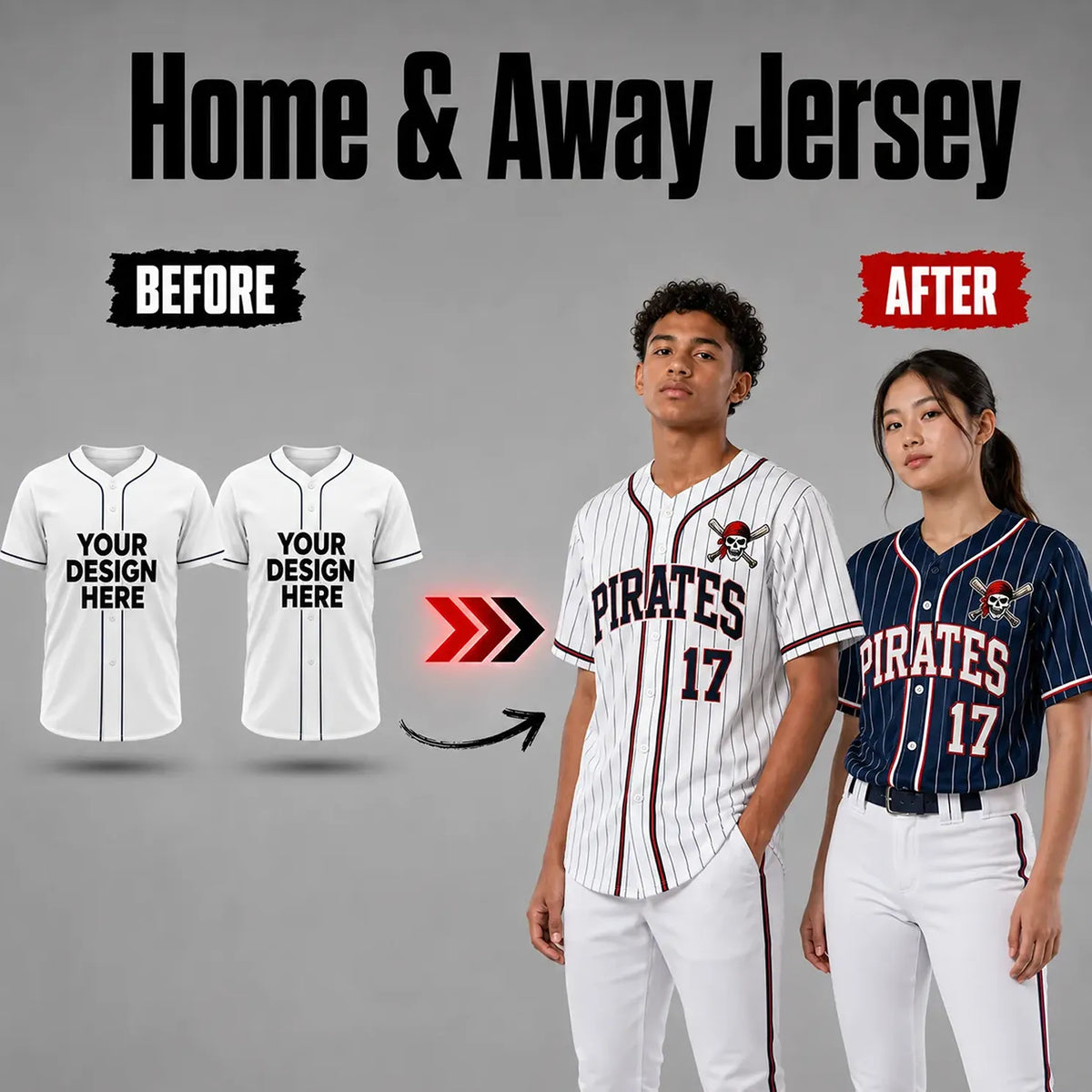 Home & Away Custom Baseball Jersey