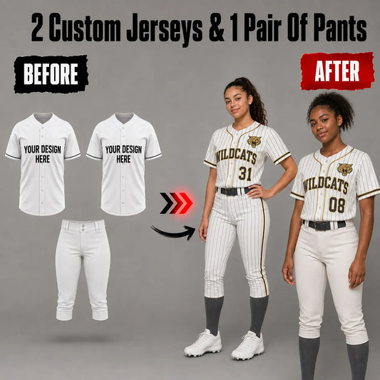 2 Custom Softball  Jerseys & 1 pair of pants