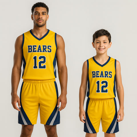 BBU-101 Yellow Customizable Basketball Jersey With Optional Shorts