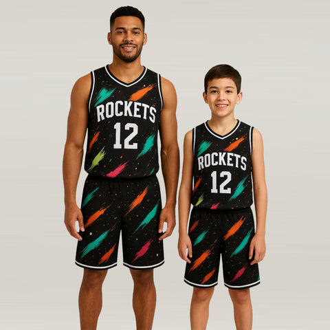 BBU-106 Black Customizable Basketball Jersey With Optional Shorts
