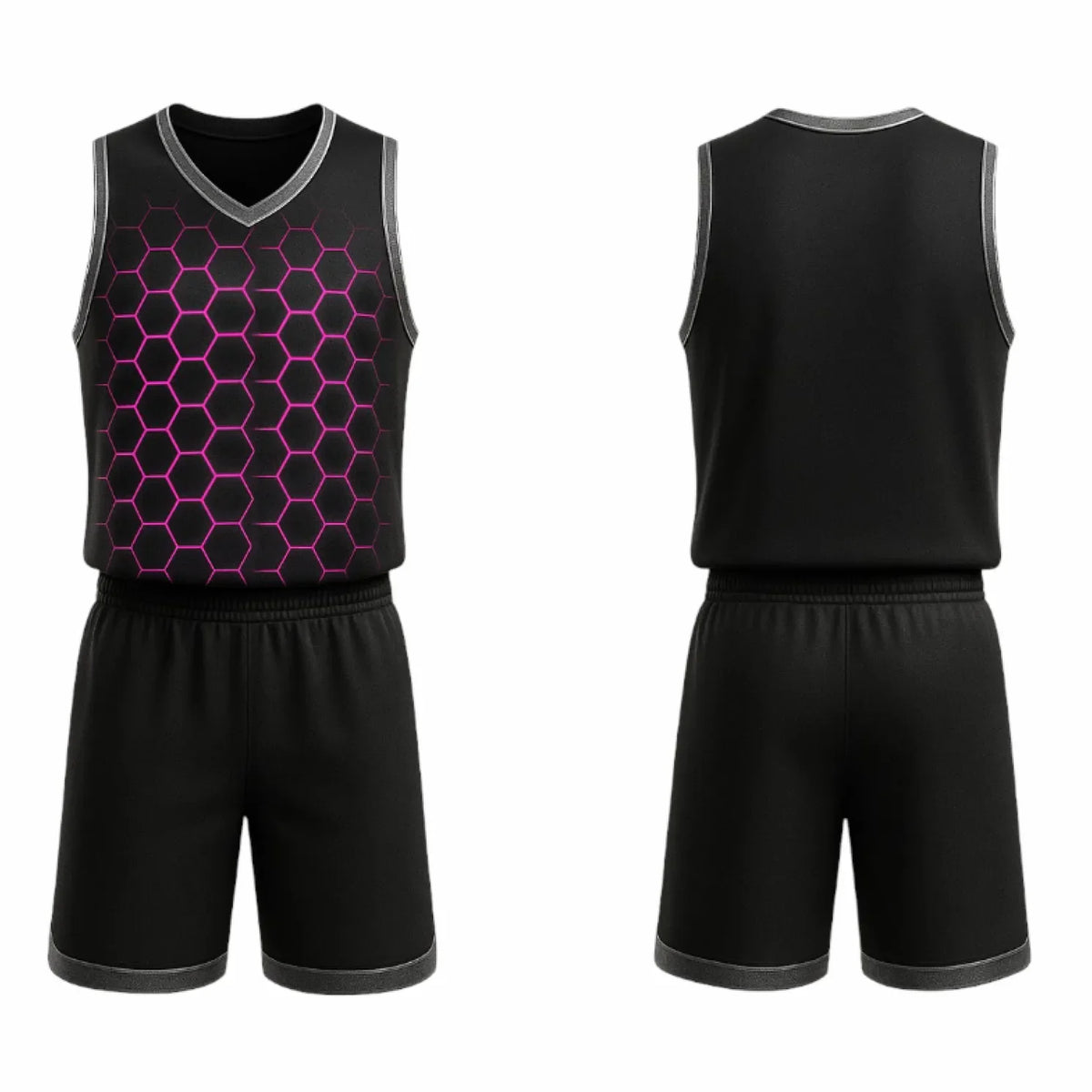 BBU-110 Black Customizable Basketball Jersey With Optional Shorts