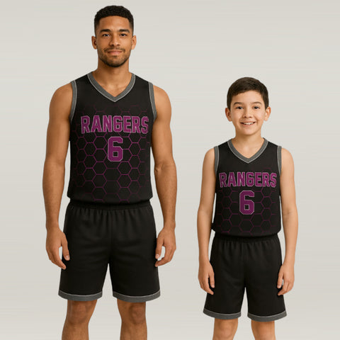 BBU-110 Black Customizable Basketball Jersey With Optional Shorts