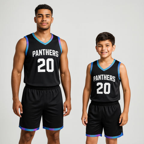 BBU-111 Black Customizable Basketball Jersey With Optional Shorts