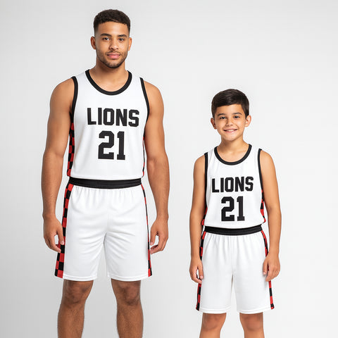 BBU-113 White Customizable Basketball Jersey With Optional Shorts