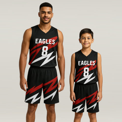 BBU-115 Black Customizable Basketball Jersey With Optional Shorts