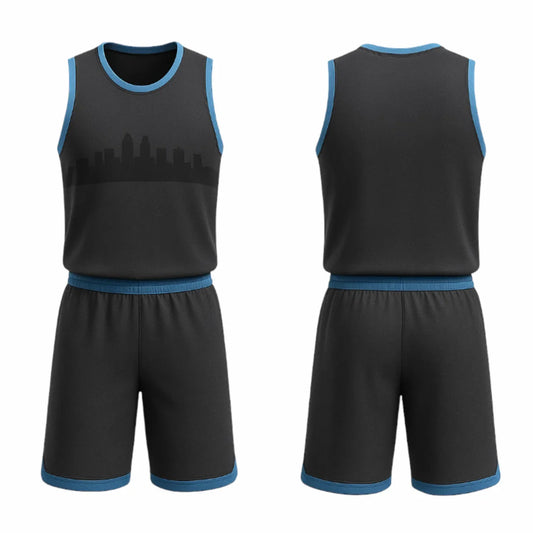 BBU-117 Black Customizable Basketball Jersey With Optional Shorts