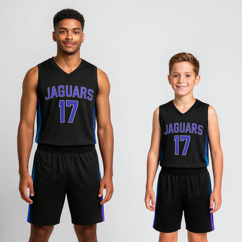 BBU-121 Black Customizable Basketball Jersey With Optional Shorts