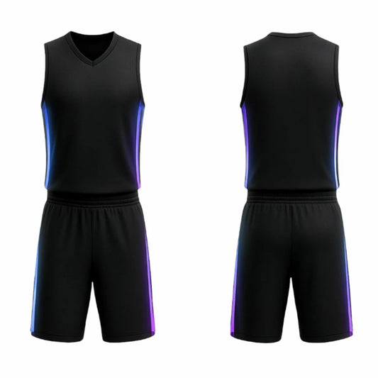 BBU-121 Black Customizable Basketball Jersey With Optional Shorts