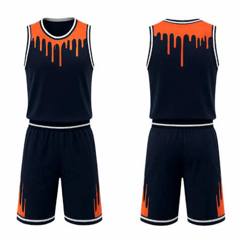 BBU-123 Navy Customizable Basketball Jersey With Optional Shorts
