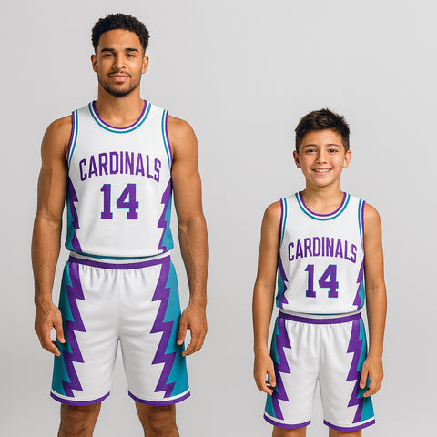 BBU-124 White Customizable Basketball Jersey With Optional Shorts