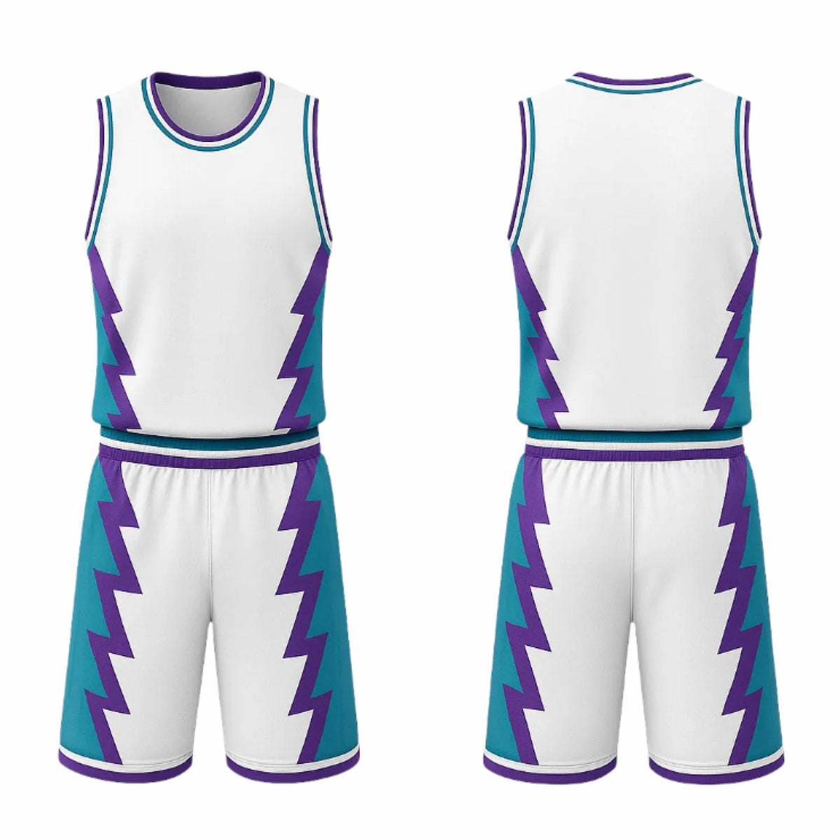 BBU-124 White Customizable Basketball Jersey With Optional Shorts