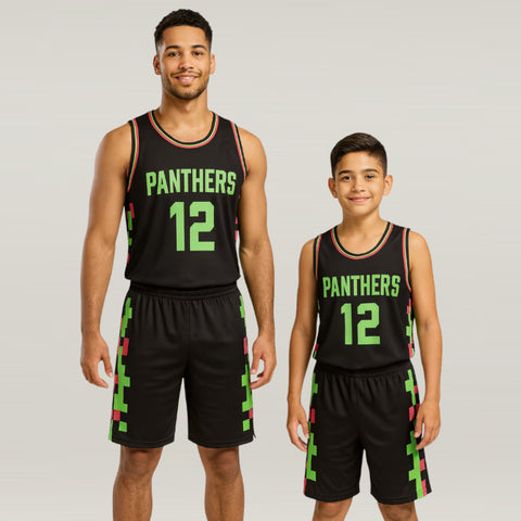 BBU-127 Black Customizable Basketball Jersey With Optional Shorts