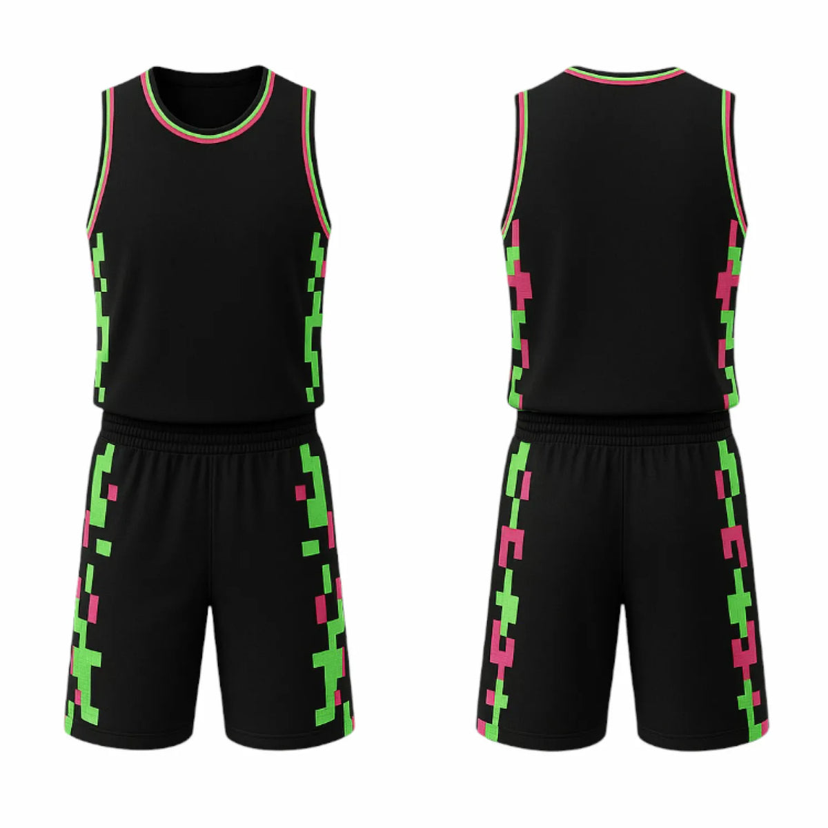 BBU-127 Black Customizable Basketball Jersey With Optional Shorts