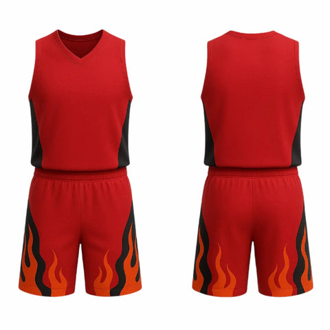 BBU-128 Red Customizable Basketball Jersey With Optional Shorts