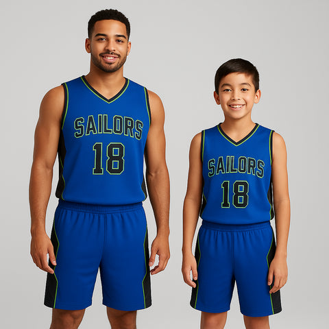 BBU-130 Royal Blue Customizable Basketball Jersey With Optional Shorts