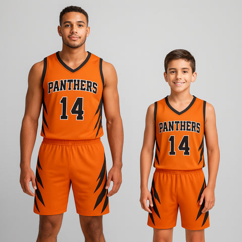 BBU-131 Orange Customizable Basketball Jersey With Optional Shorts