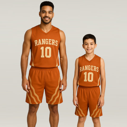 BBU-132 Orange Customizable Basketball Jersey With Optional Shorts