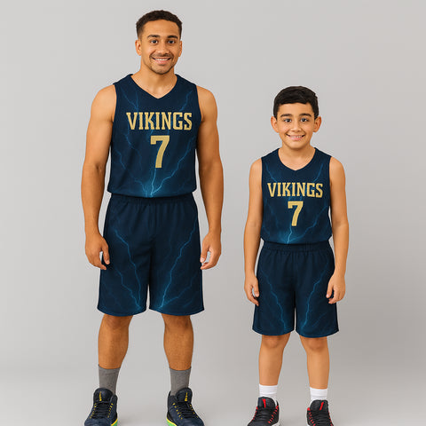 BBU-134 Navy Customizable Basketball Jersey With Optional Shorts