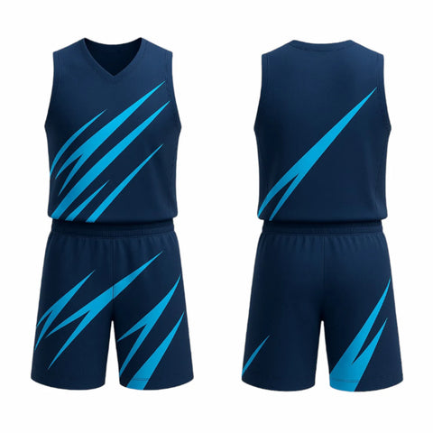 BBU-135 Navy Customizable Basketball Jersey With Optional Shorts